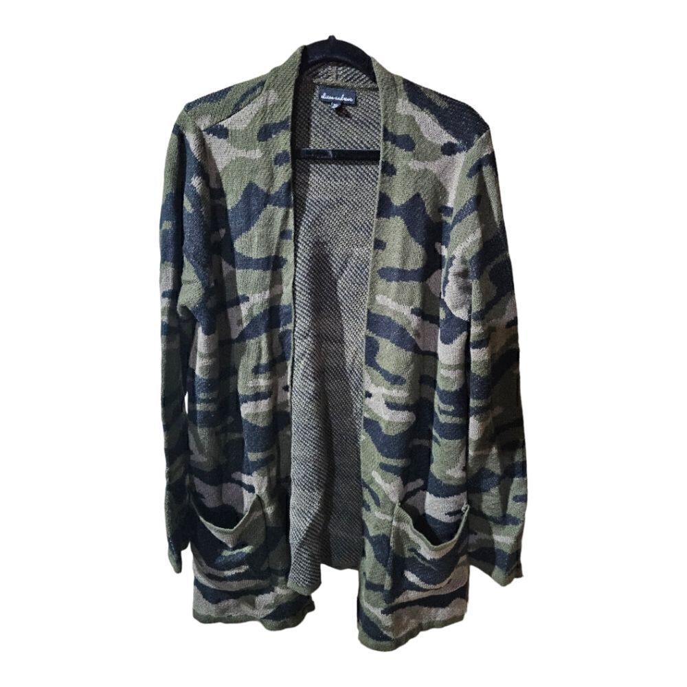 ALISON ANDREWS Long Camo Open Front Cardigan - Size XL